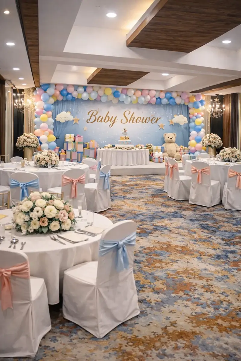 Baby shower theme setup at Veloria Grand