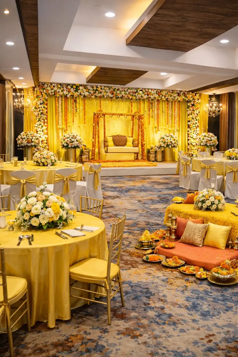 Engagement ceremony décor in Pearl Hall at Veloria Grand